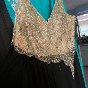 Elegant Beaded Cream and Black Dress